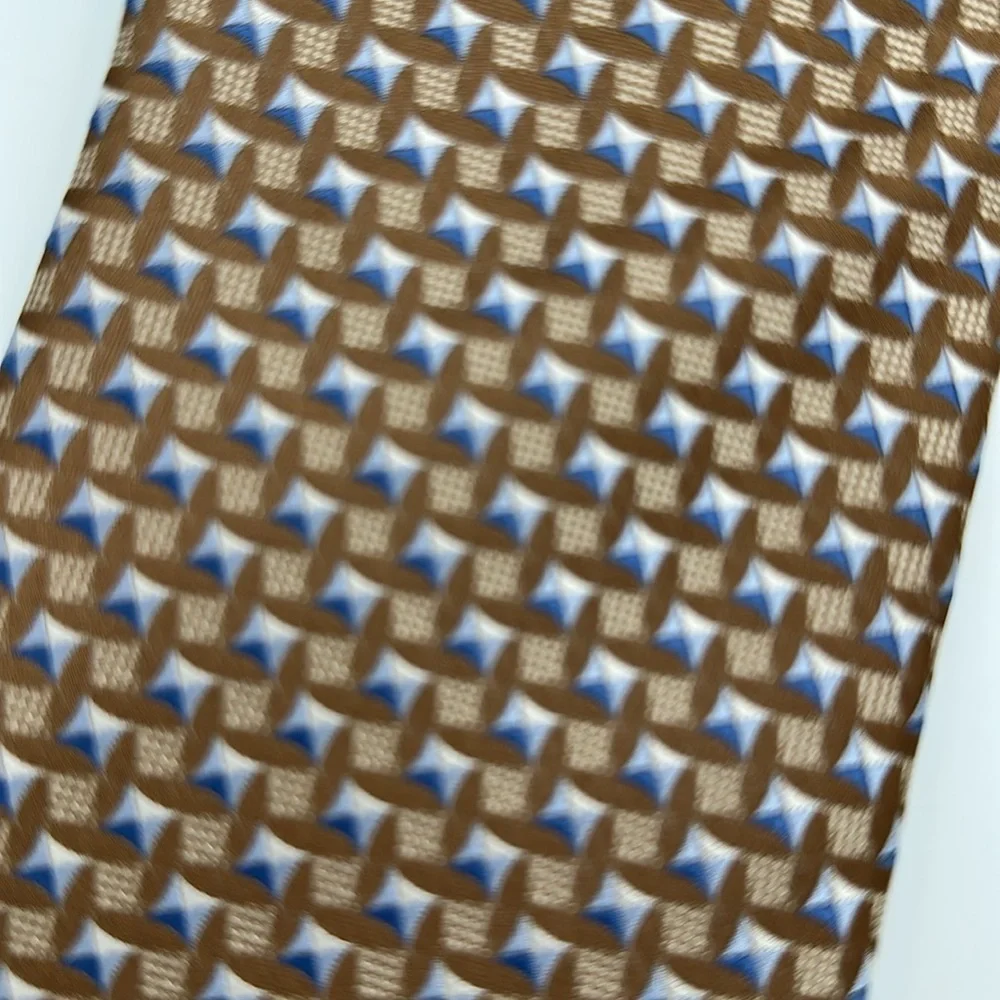 Ermenegildo Zegna Brown Geometric Patterned Men's Tie